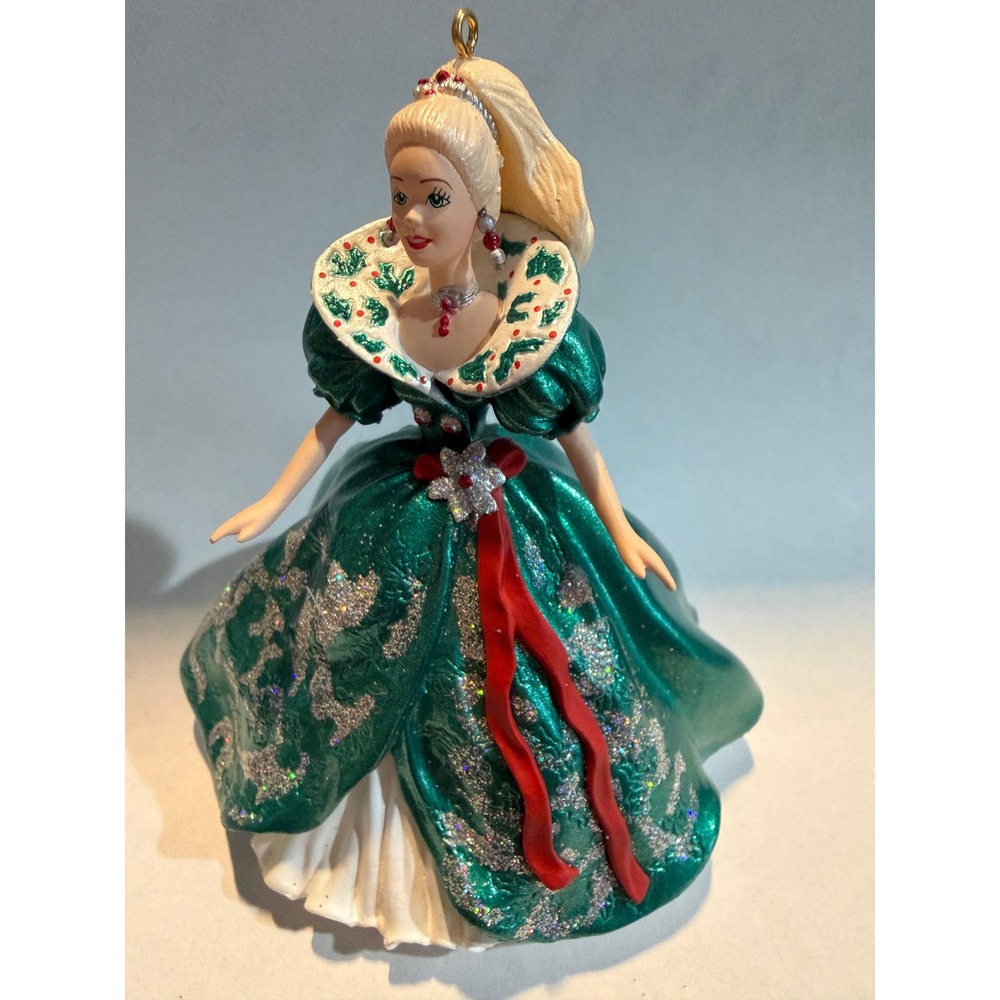 Hallmark Keepsake Ornament Holiday Barbie 1995 Green Gown Collector Series 3rd